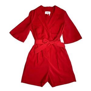 ba&sh Women's Calia Wrap-effect Pleated Woven Jumpshort, Red,EU Sz M/2, US Sz 6